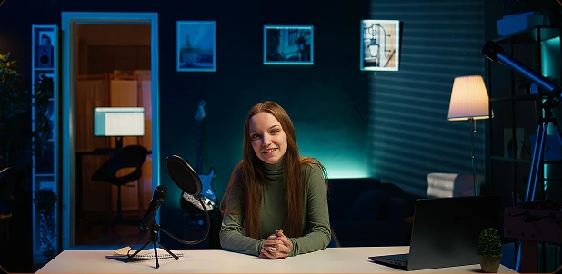 A creator in a recording studio
